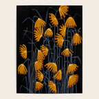 Linocut flower meadow black Poster Gallery Image 4