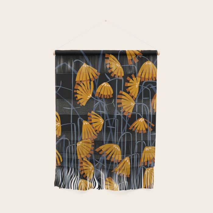 Linocut flower meadow black Wall Hanging Gallery Image 1