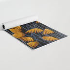 Linocut flower meadow black Yoga Mat Gallery Image 2