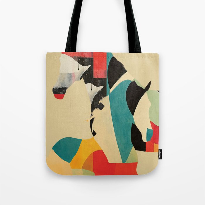 Colorful Abstract Horses 1 Tote Bag Gallery Image 1