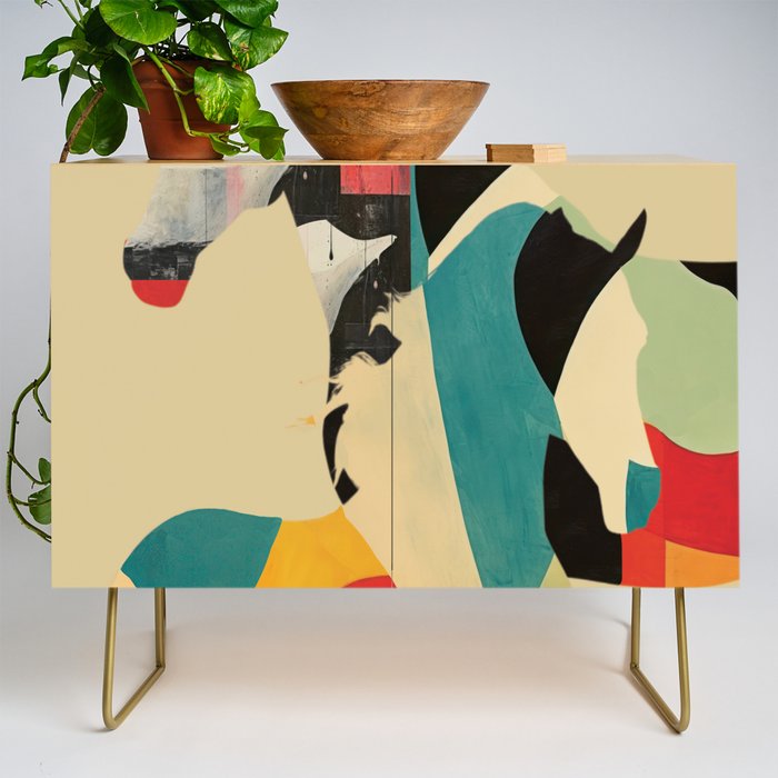 Colorful Abstract Horses 1 Credenza Gallery Image 1
