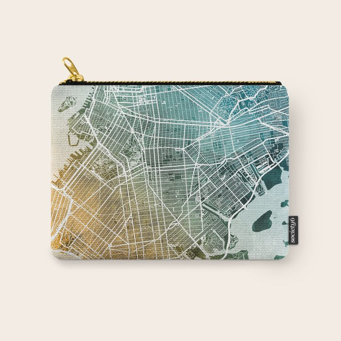 Brooklyn New York City Street Map Carry All Pouch Gallery Image 1