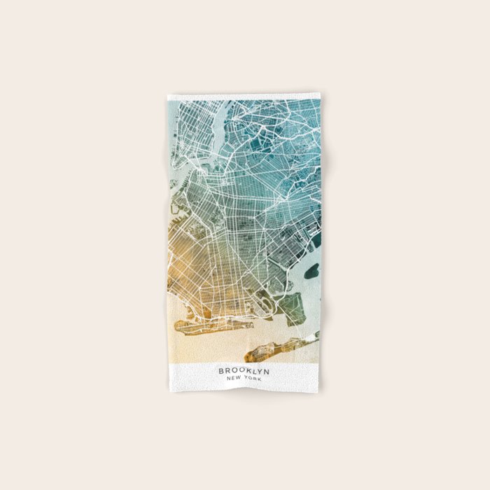 Brooklyn New York City Street Map Bath Towel Gallery Image 1
