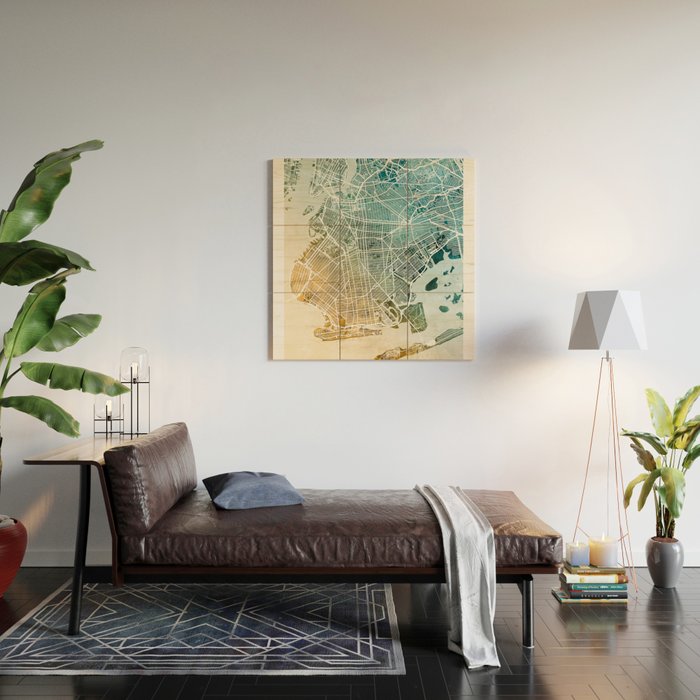 Brooklyn New York City Street Map Wood Wall Art Gallery Image 2