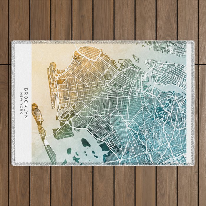 Brooklyn New York City Street Map Outdoor Rug Gallery Image 1