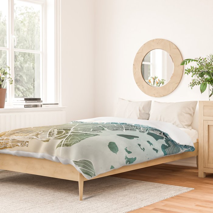 Brooklyn New York City Street Map Duvet Cover Gallery Image 2