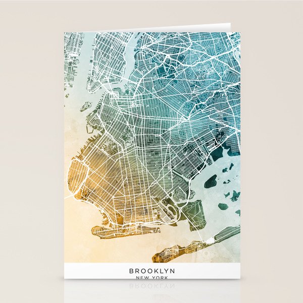 Brooklyn New York City Street Map Stationery Card Gallery Image 2