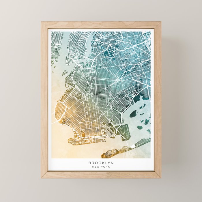 Brooklyn New York City Street Map Mini Art Print Gallery Image 1