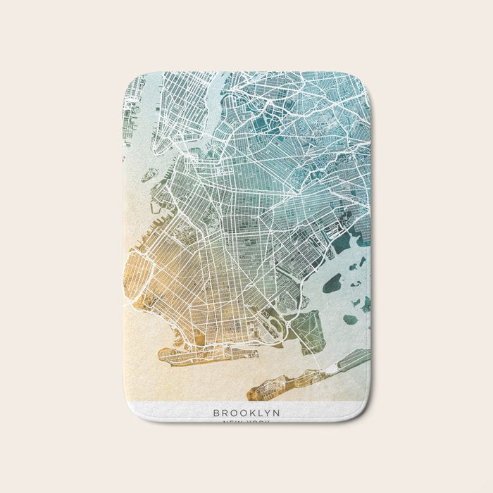 Brooklyn New York City Street Map Bath Mat Gallery Image 1