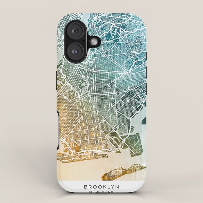 Brooklyn New York City Street Map iPhone Case Gallery Image 1