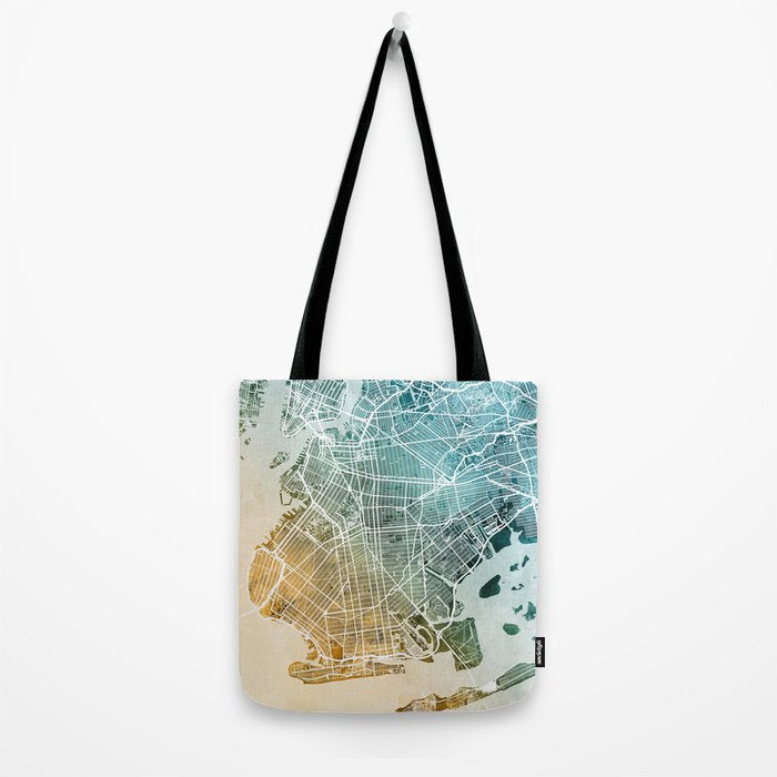 Brooklyn New York City Street Map Tote Bag Gallery Image 2