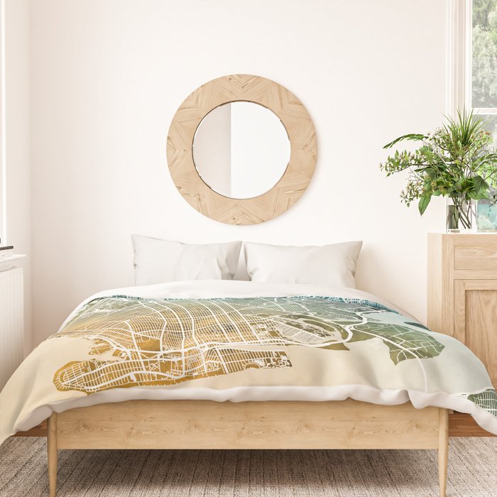 Brooklyn New York City Street Map Duvet Cover Gallery Image 3