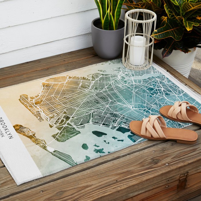 Brooklyn New York City Street Map Outdoor Rug Gallery Image 2