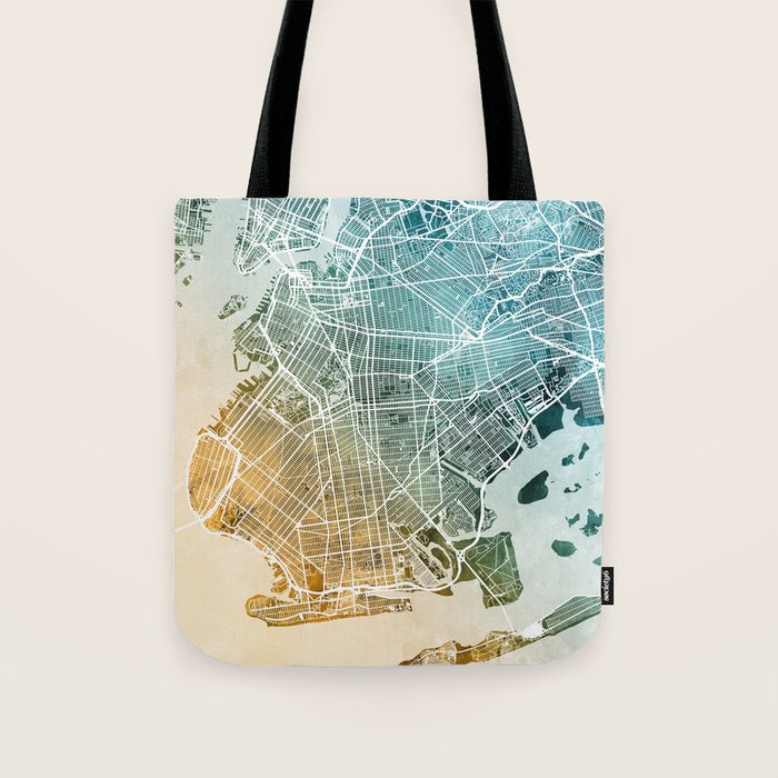 Brooklyn New York City Street Map Tote Bag Gallery Image 1