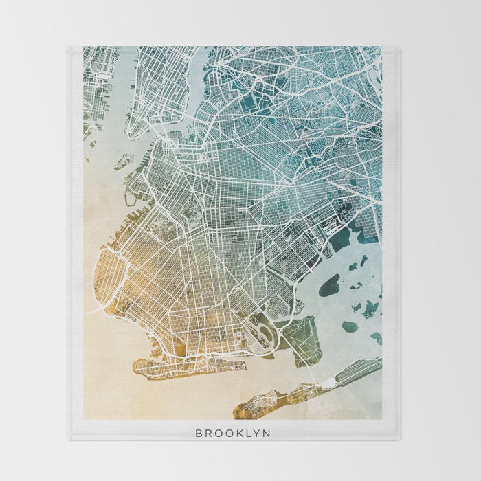 Brooklyn New York City Street Map Throw Blanket Gallery Image 2