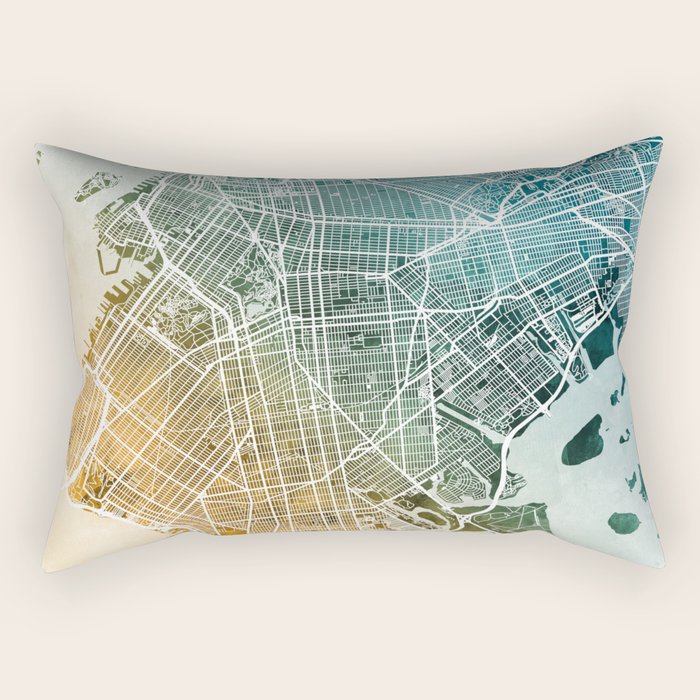 Brooklyn New York City Street Map Rectangular Pillow Gallery Image 1