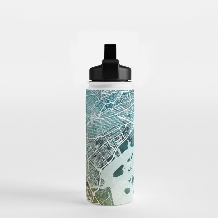 Brooklyn New York City Street Map Water Bottle Gallery Image 2
