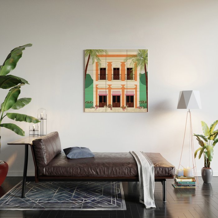 Puerto Rico Orange House Wood Wall Art Gallery Image 2
