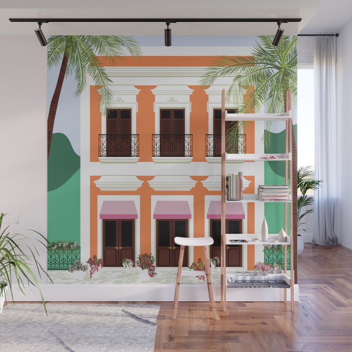 Puerto Rico Orange House Wall Mural Gallery Image 1