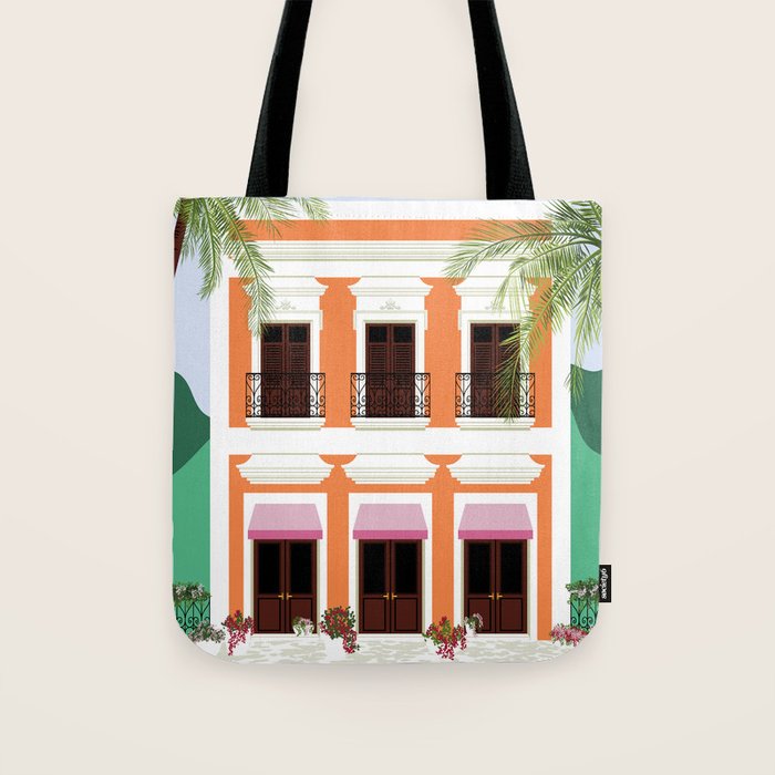 Puerto Rico Orange House Tote Bag Gallery Image 1