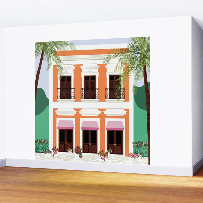 Puerto Rico Orange House Wall Mural Gallery Image 2
