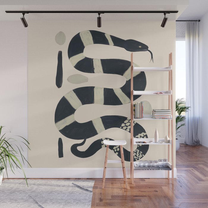 Black and White Snake Wall Mural Gallery Image 1