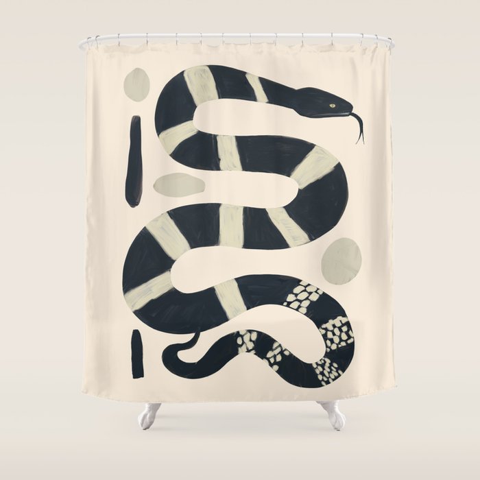 Black and White Snake Shower Curtain Gallery Image 1