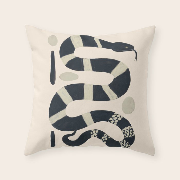 Black and White Snake Throw Pillow Gallery Image 6