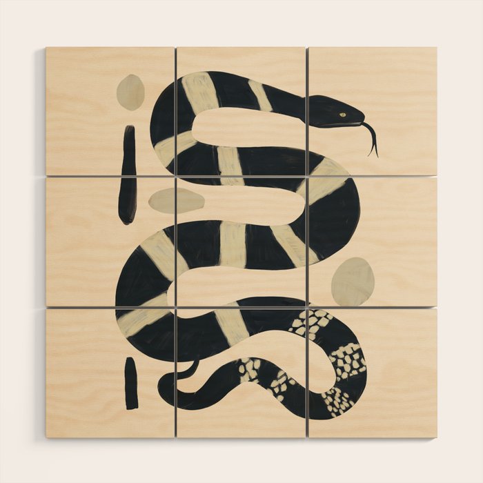 Black and White Snake Wood Wall Art Gallery Image 1