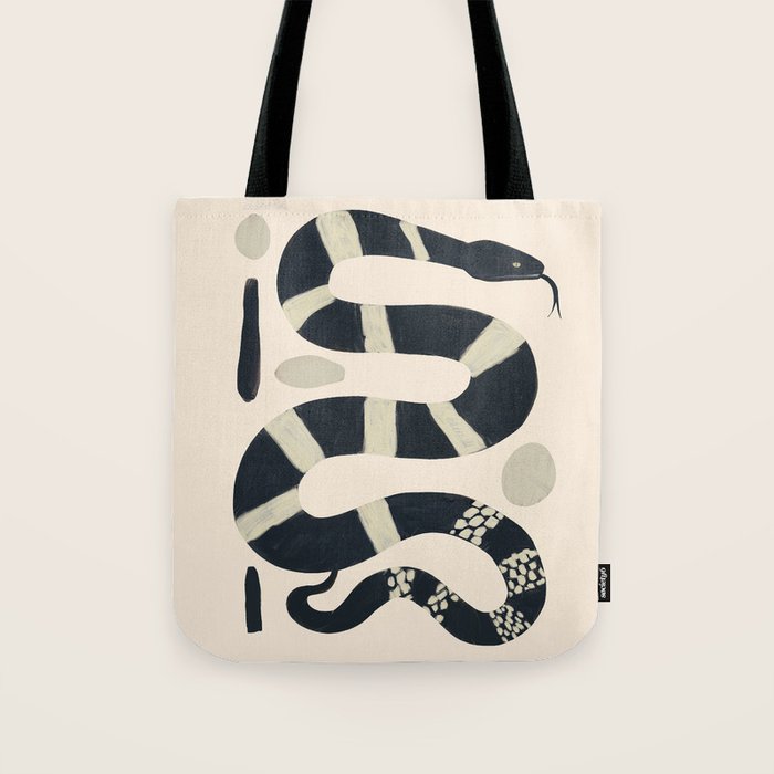 Black and White Snake Tote Bag Gallery Image 1
