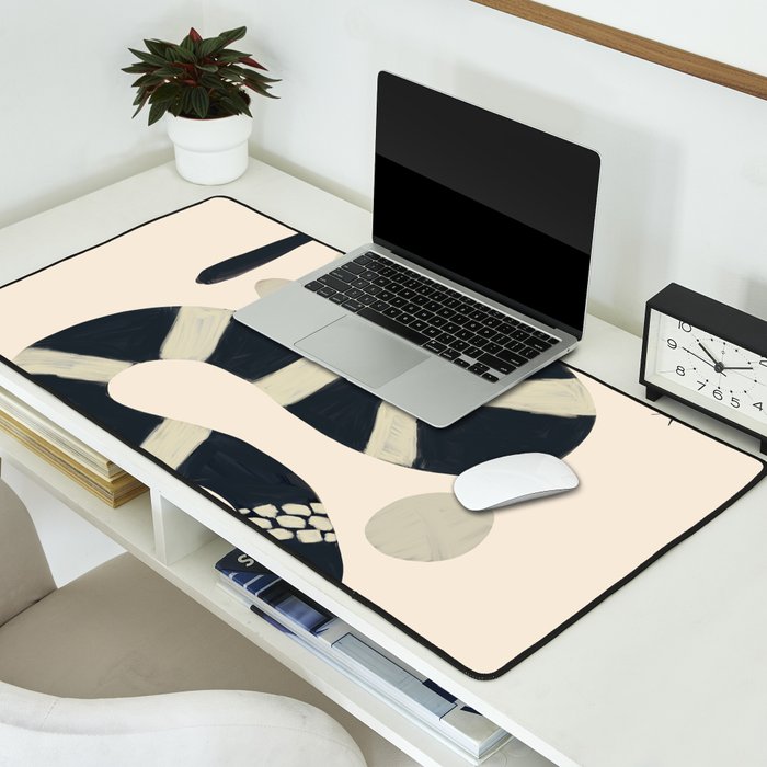 Black and White Snake Desk Mat Gallery Image 2
