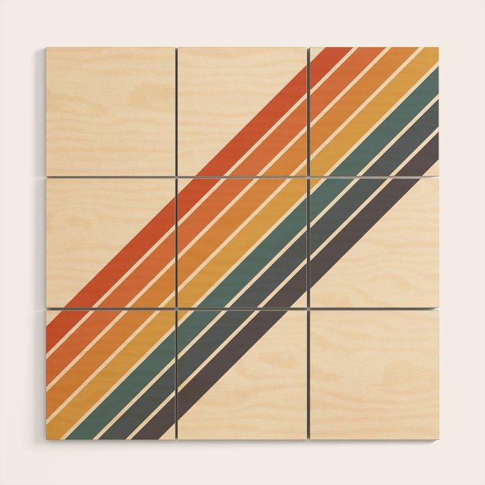 Arida -  70s Summer Style Retro Stripes Wood Wall Art Gallery Image 1