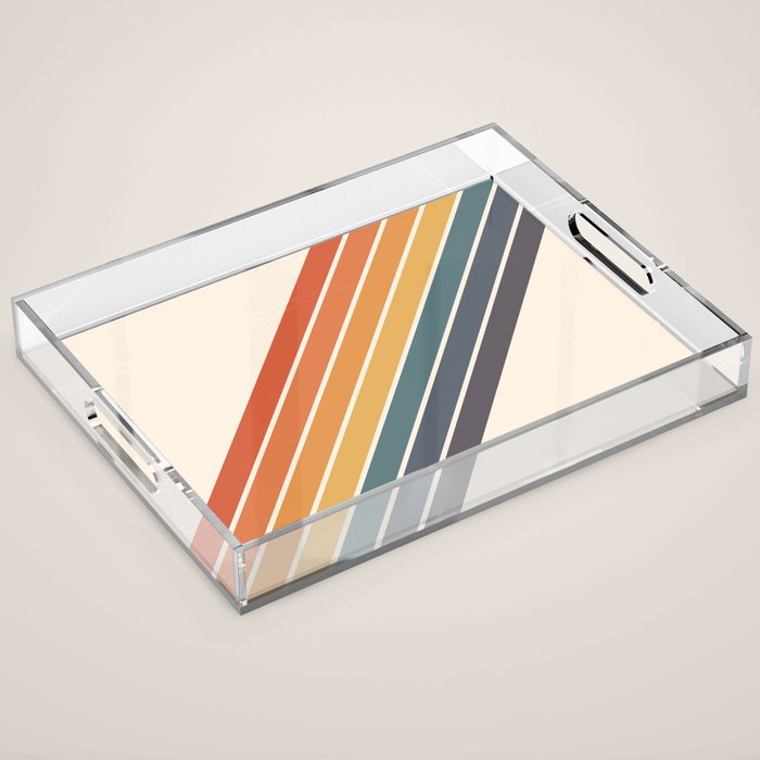 Arida -  70s Summer Style Retro Stripes Acrylic Tray Gallery Image 1