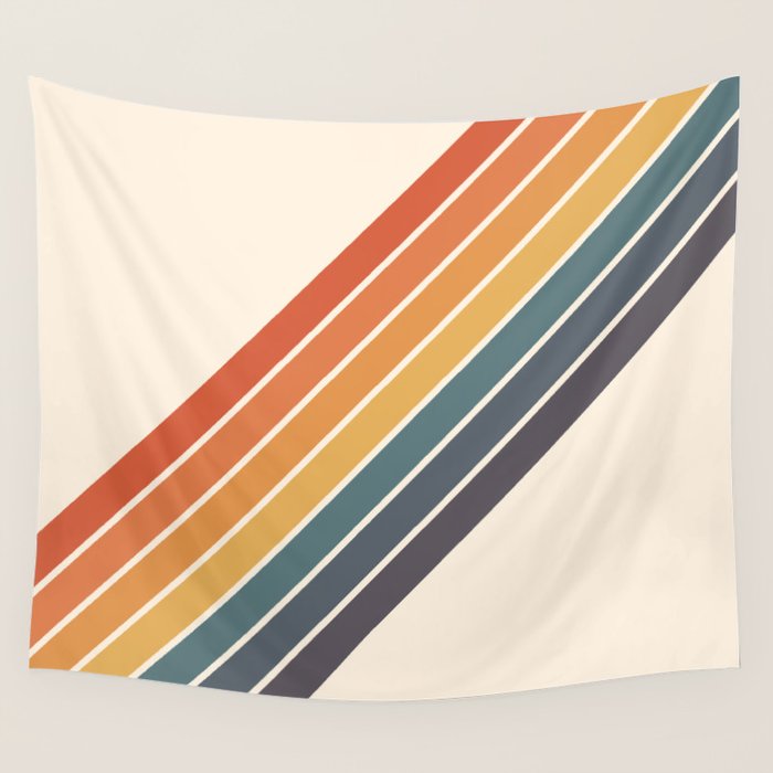 Arida -  70s Summer Style Retro Stripes Wall Tapestry Gallery Image 4