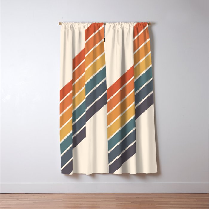 Arida -  70s Summer Style Retro Stripes Window Curtain Gallery Image 3