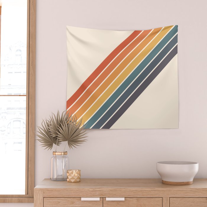 Arida -  70s Summer Style Retro Stripes Wall Tapestry Gallery Image 2