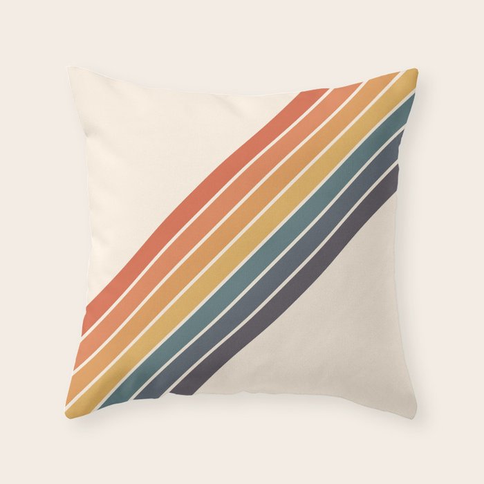 Arida -  70s Summer Style Retro Stripes Throw Pillow Gallery Image 6