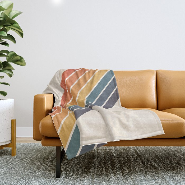 Arida -  70s Summer Style Retro Stripes Throw Blanket Gallery Image 1