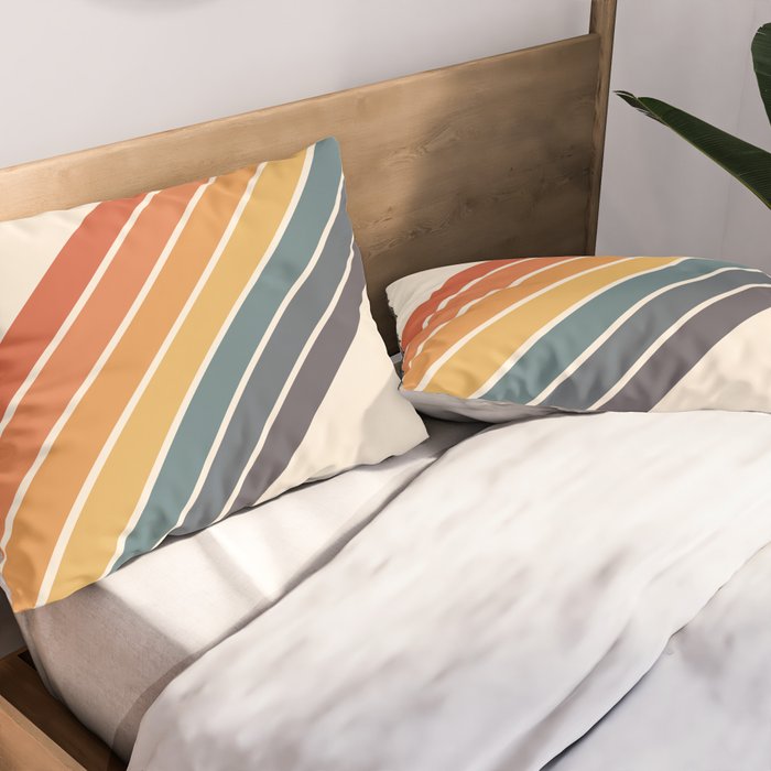 Arida -  70s Summer Style Retro Stripes Pillow Sham Gallery Image 2