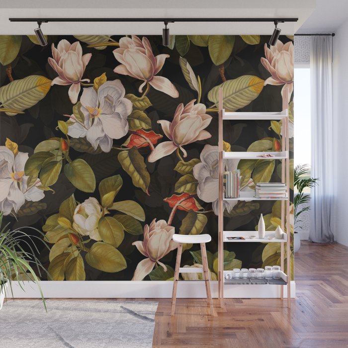 Vintage & Shabby Chic - Midnight Magnolia Botanical Garden Wall Mural Gallery Image 1