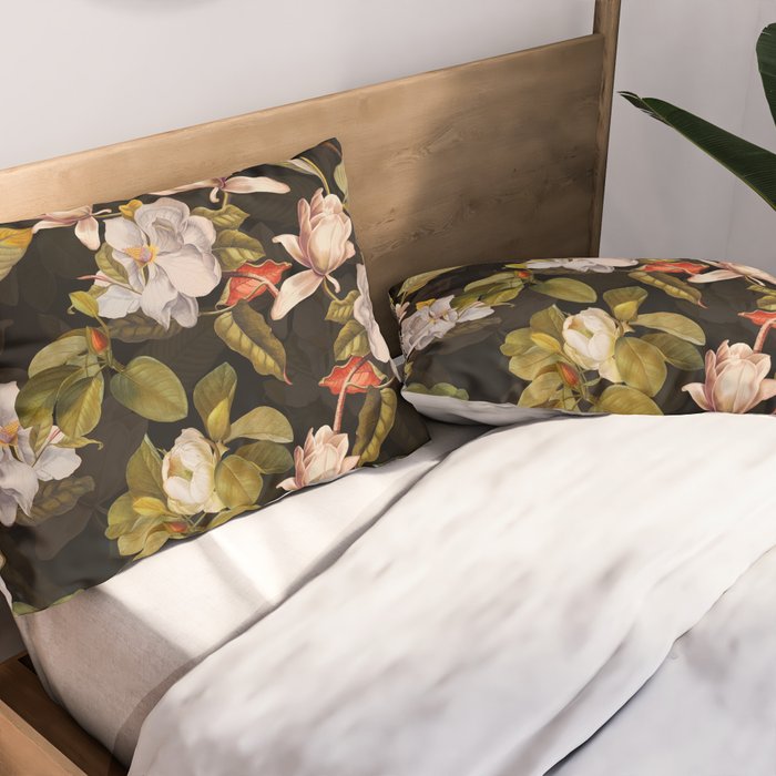 Vintage & Shabby Chic - Midnight Magnolia Botanical Garden Pillow Sham Gallery Image 2