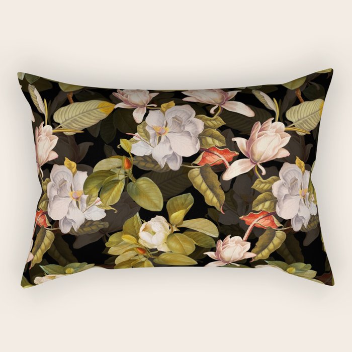 Vintage & Shabby Chic - Midnight Magnolia Botanical Garden Rectangular Pillow Gallery Image 2