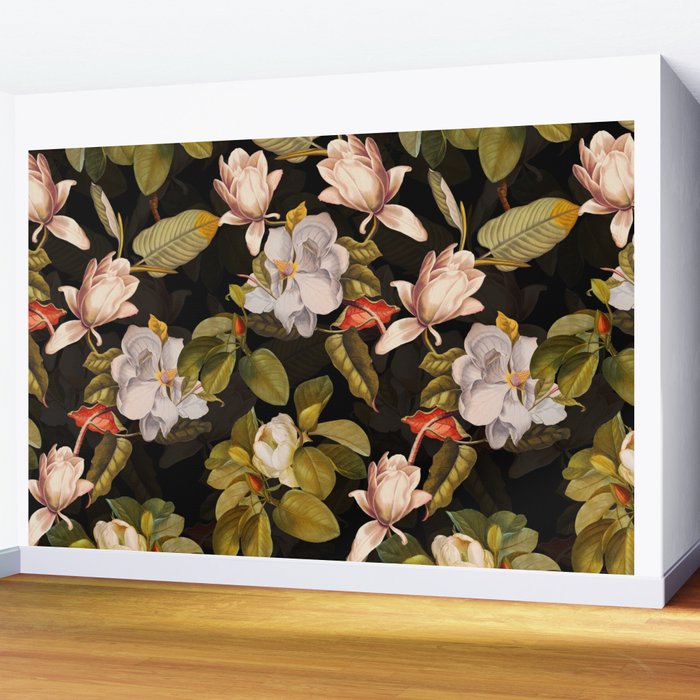 Vintage & Shabby Chic - Midnight Magnolia Botanical Garden Wall Mural Gallery Image 2