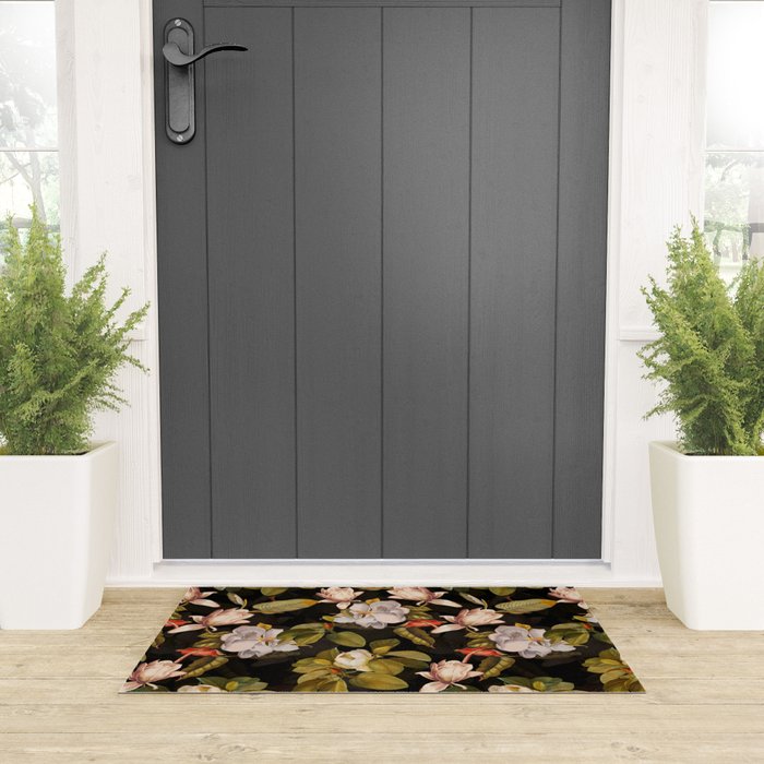 Vintage & Shabby Chic - Midnight Magnolia Botanical Garden Welcome Mat Gallery Image 3