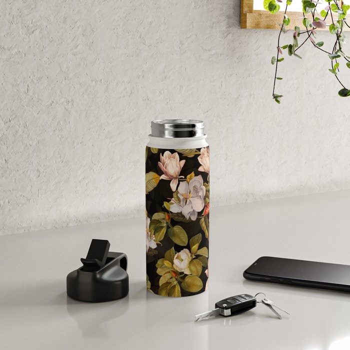 Vintage & Shabby Chic - Midnight Magnolia Botanical Garden Water Bottle Gallery Image 4