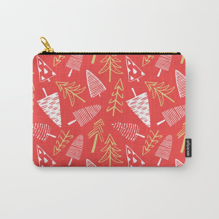 Christmas pine tree doodle art pattern Carry All Pouch Gallery Image 1