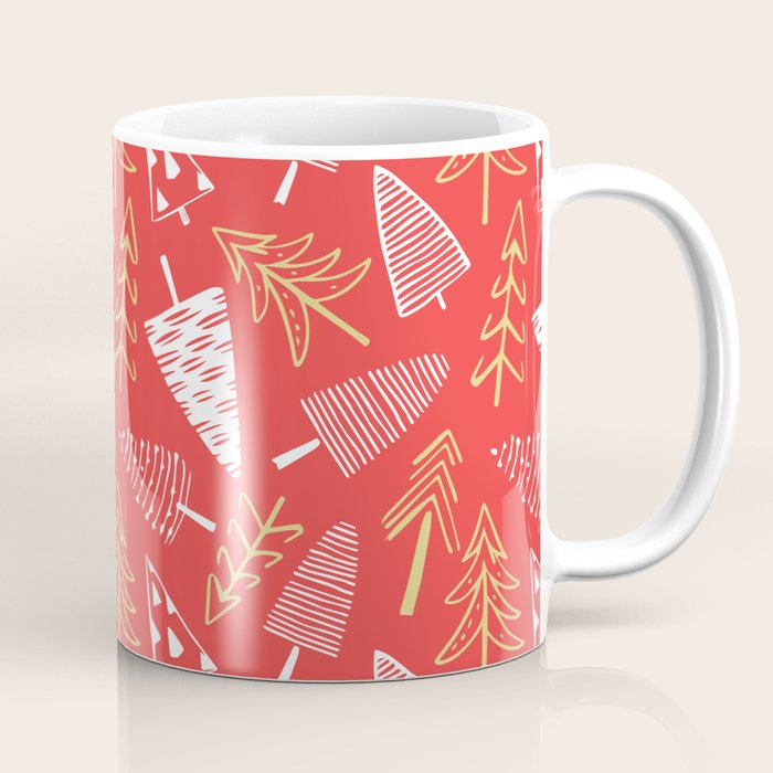 Christmas pine tree doodle art pattern Coffee Mug Gallery Image 1