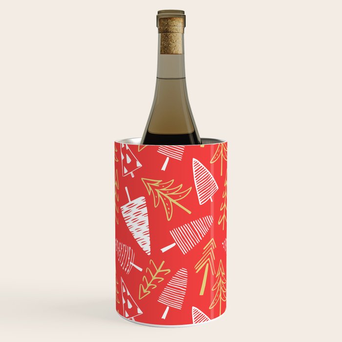 Christmas pine tree doodle art pattern Wine Chiller Gallery Image 3