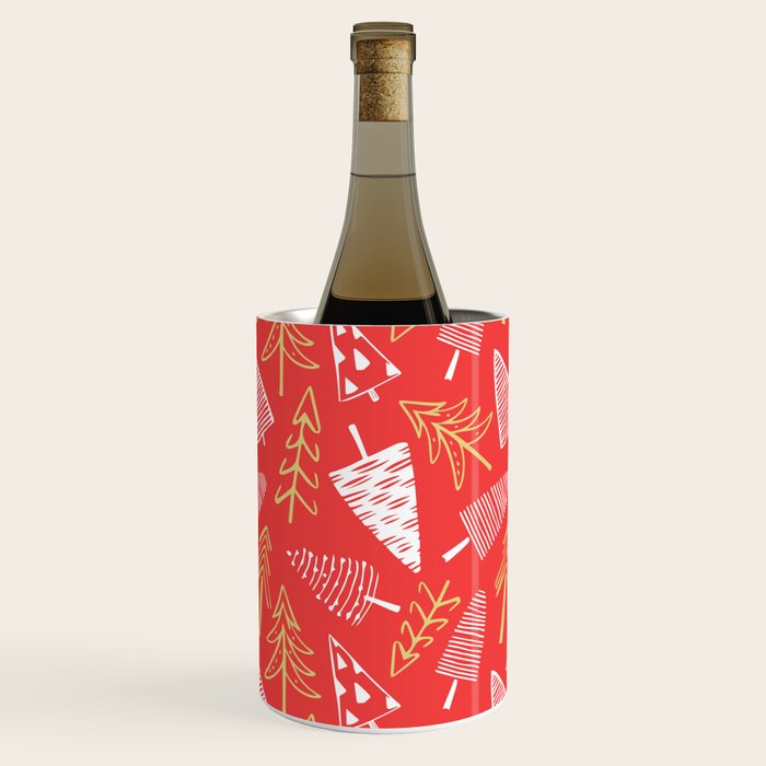 Christmas pine tree doodle art pattern Wine Chiller Gallery Image 2