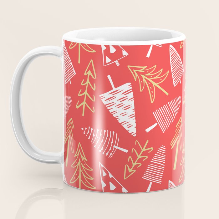 Christmas pine tree doodle art pattern Coffee Mug Gallery Image 3